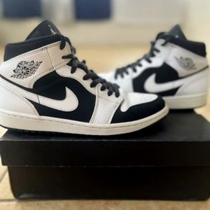 Nike Black White Air Jordan 1, Mid Retro Tuxedo